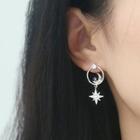 925 Sterling Silver Moon & Star Dangle Earring 1 Pair - 925 Silver - One Size