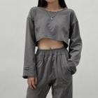 Applique Long-sleeve T-shirt / Harem Pants