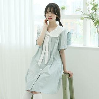 Capelet Beribboned Shirtdress Mint Green - One Size