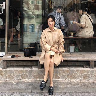 Wrap-front Boxy-fit Shirtdress