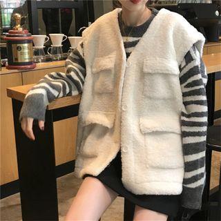 Shearling Plain Cargo Vest