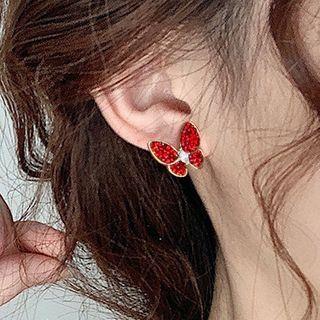 Butterfly Rhinestone Earring 1 Pair - Red - One Size