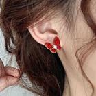 Butterfly Rhinestone Earring 1 Pair - Red - One Size