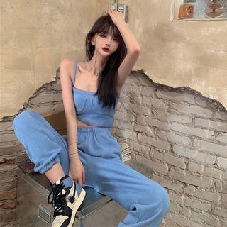 Set: Spaghetti Strap Cropped Top + Harem Pants