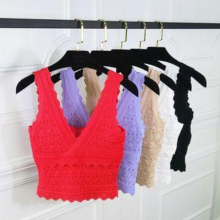 Cropped Pointelle Knit Tank Top