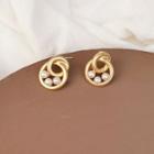 Faux Pearl Layered Hoop Drop Earring 1 Pair - Stud Earring - Gold - One Size