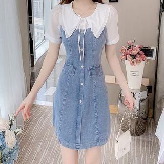 Short-sleeve Sailor-collar Denim Dress