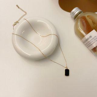 Rectangle Pendant Alloy Necklace 1 Pc - Black - One Size