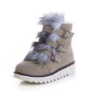 Fluffy Buckled Short Boots