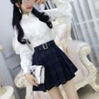 Plaid A-line Skirt Dark Blue - Xl