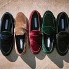 Round-toe Velvet Loafers