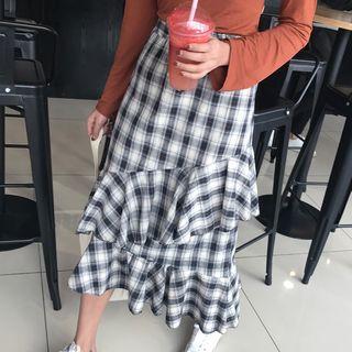 Plaid Tiered Skirt
