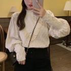Puff-sleeve Lace Trim Sweater