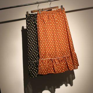 Polka Dot A-line Midi Skirt
