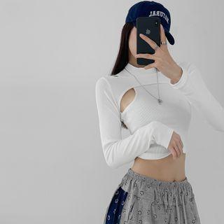 Mock Two-piece Skinny Crop T-shirt