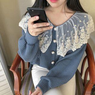 Lace Collar Button Cardigan