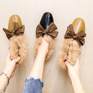 Bow-accent Furry Pumps