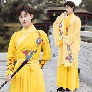 Embroidered Wrap Top / Maxi A-line Skirt / Hanfu Jacket / Set