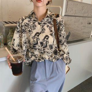 Print Shirt Black & Beige - One Size