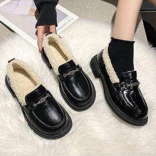Fleece-lined Croc Grain Loafers