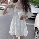Square Neck Short-sleeve A-line Dress / Midi Dress