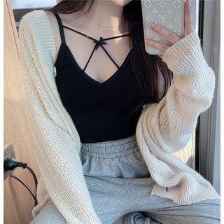 Bow Plain Cropped Camisole Top