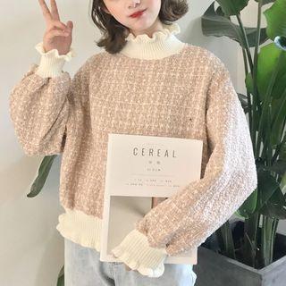 Ruffle Trim Tweed Top