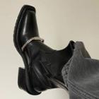 Block Heel Square Toe Short Cowboy Boots
