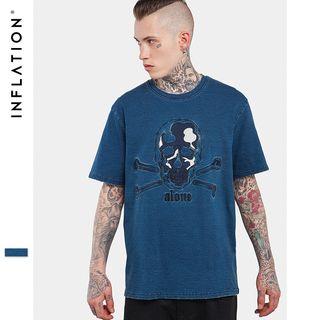 Skull Embroidered Short-sleeve T-shirt