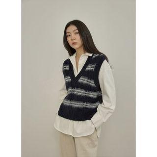 Striped Brushed Knit Vest