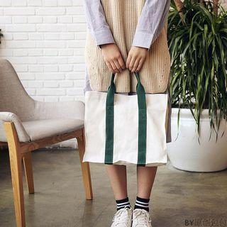 Contrast-trim Canvas Shoulder Bag