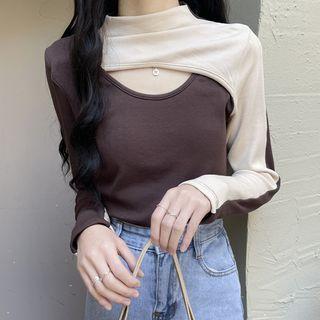 Color Block Panel Long-sleeve Top