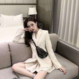 Button Blazer / Pleated Skirt