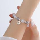 Chinese Character Charm Bead Bracelet White & Silver - One Size