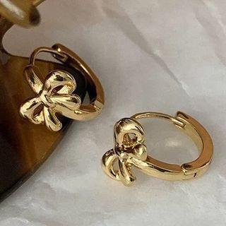 Bow Drop Earring F1-3-12 - 1 Pair - Gold - One Size