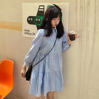 Set: Long-sleeve Shirt Dress + Neckerchief