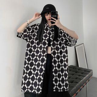 Short-sleeve Print Shirt Black - One Size