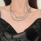 Moonstone Layered Alloy Choker Silver - One Size