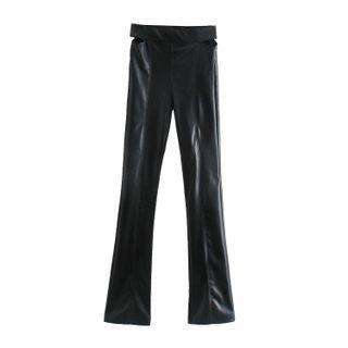 Faux Leather Cutout Boot-cut Pants