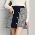 Tweed Panel Mini A-line Skirt