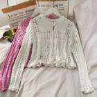 Button-down Open-knit Light Cardigan