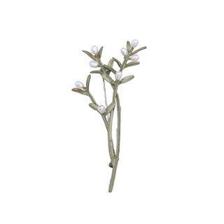 Fashion And Elegant Enamel Green Leaf Freshwater Pearl Brooch Silver - One Size