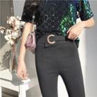 Ring-accent High-waist Slim-fit Pants