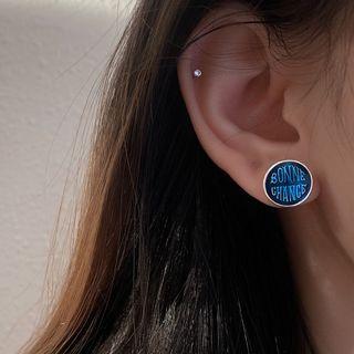 Lettering Disc Stud Earring