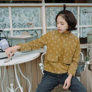 Mock-turtleneck Long-sleeve Dotted T-shirt