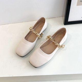 Chunky Chain Square Toe Flats