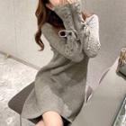 Semi High-neck A-line Knit Dress