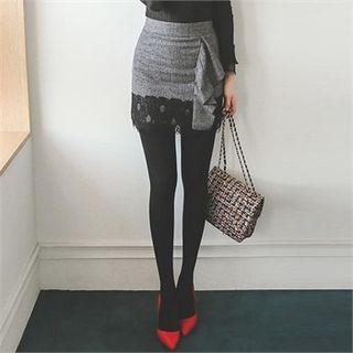 Ruffle-trim Lace-hem Mini Skort