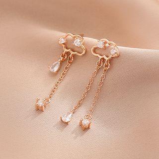 Rhinestone Cloud Drop Earring 1 Pair - Rose Gold - One Size