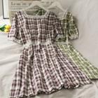 Lace-trim Plain Mini Dress